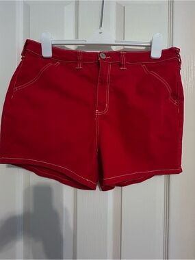 Dickies Red Women's Jean Shorts with Contrast Stitching